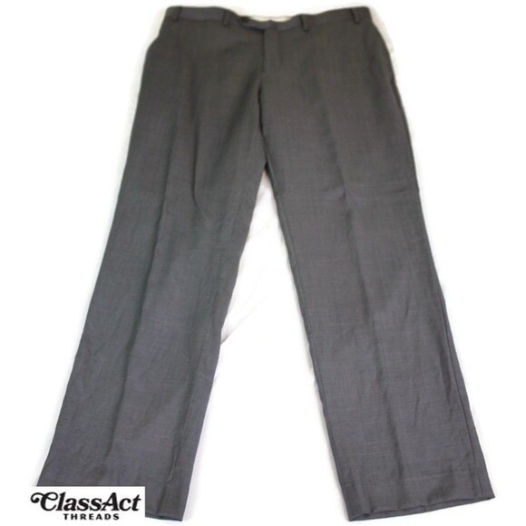 Lauren Ralph Dress Pants Gray Wool Slim Black Label Flat Front Trouser Men 36X30 - Picture 4 of 7